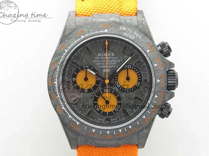 MiroTime 0122 Daytona DIW Carbon Noob 1:1 Best Edition Black Orange Dial on Orange Nylon Strap SA TopPick 2586
